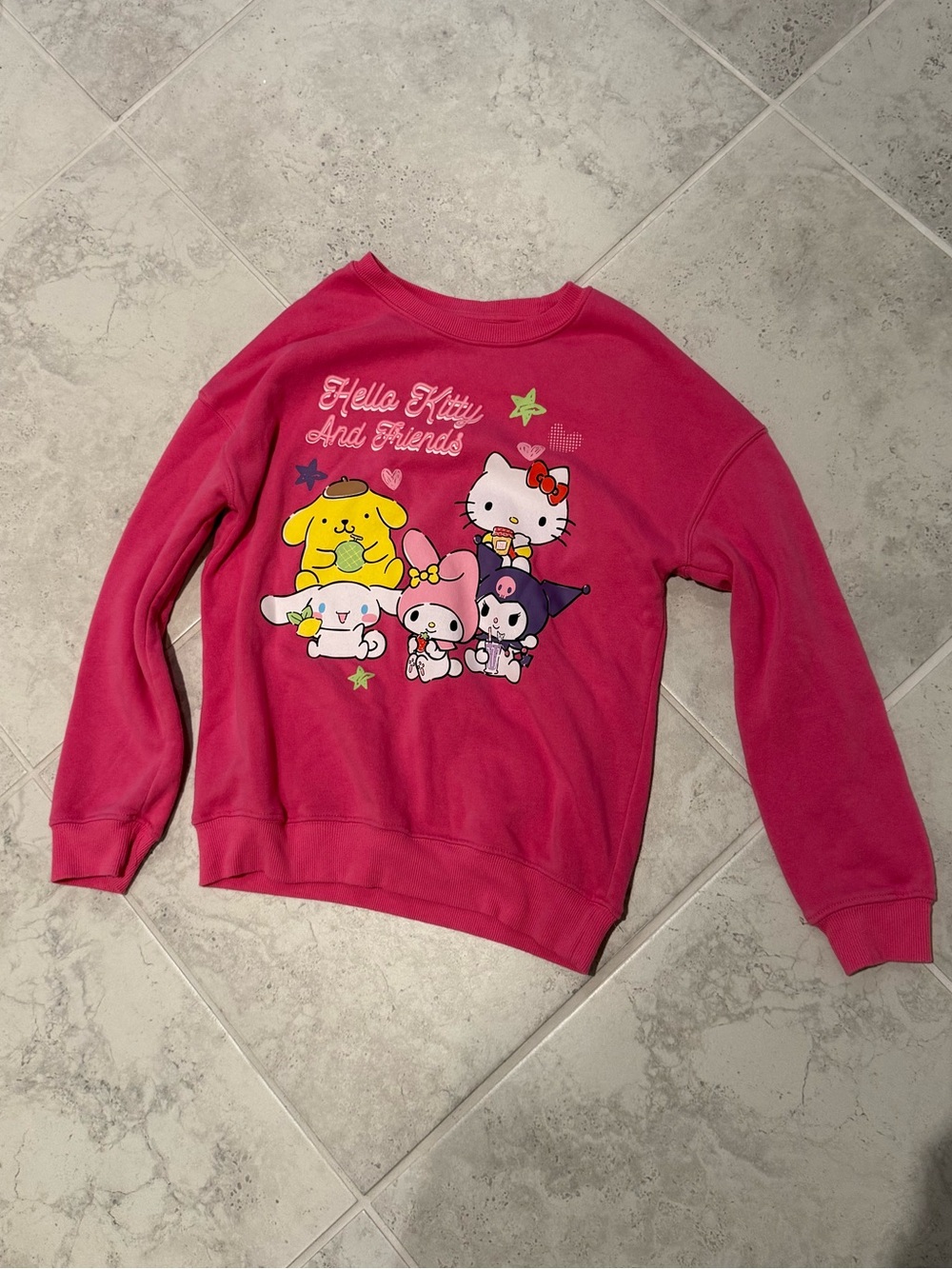 Hello Kitty Bright Pink Kids Crewneck Sweatshirt with Character Print